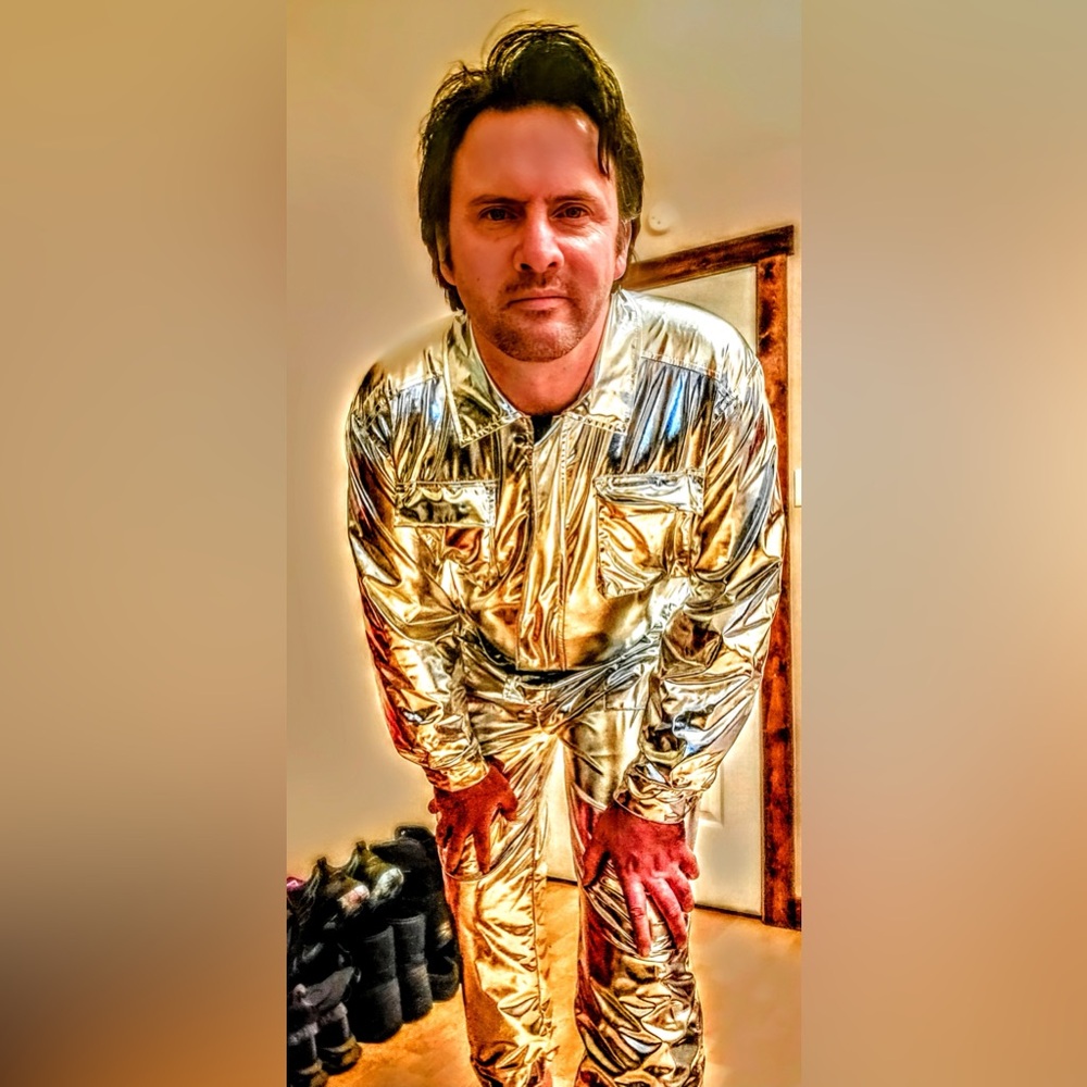 Shiny Metallic silver jumpsuit